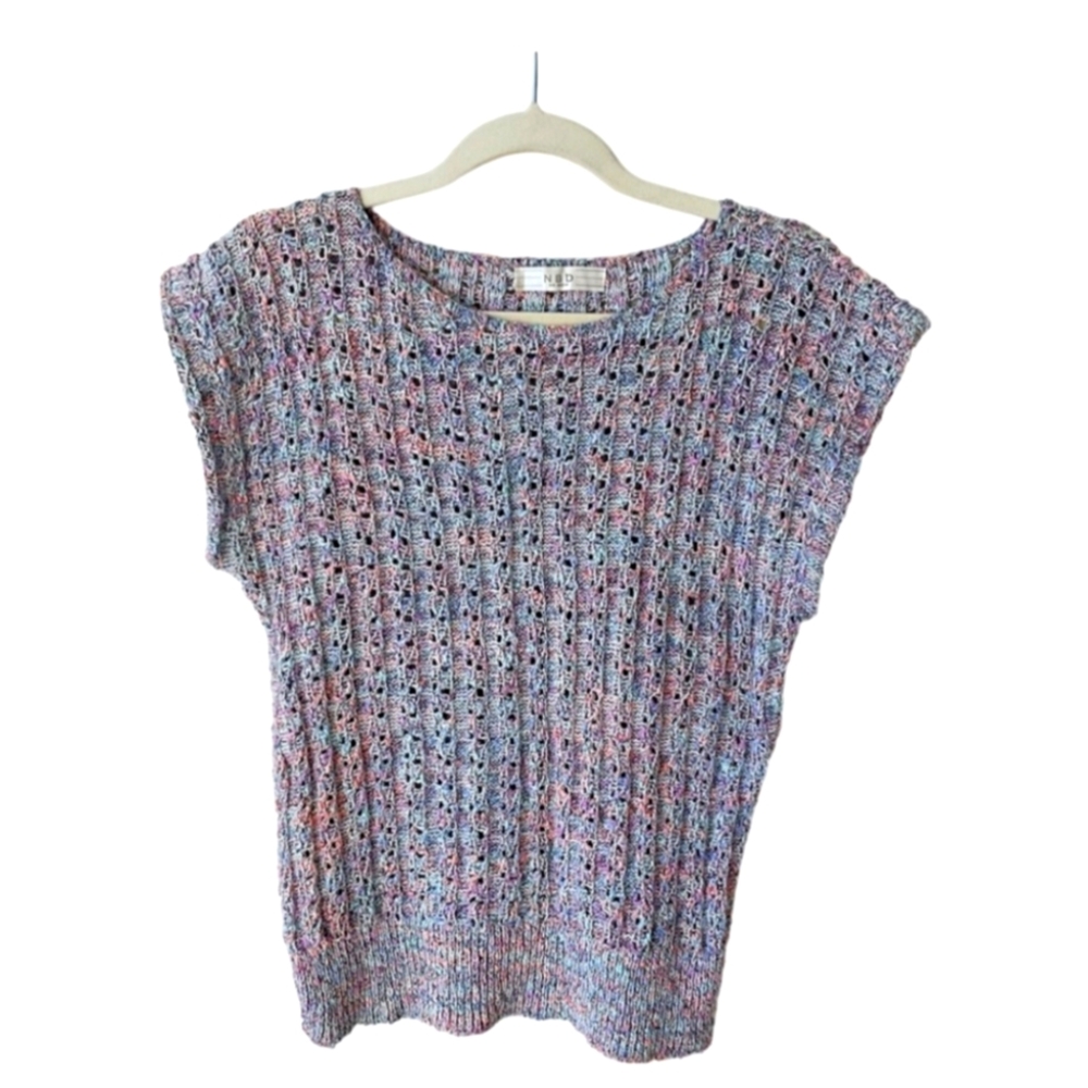 NBD Pastel Crochet Knit Top